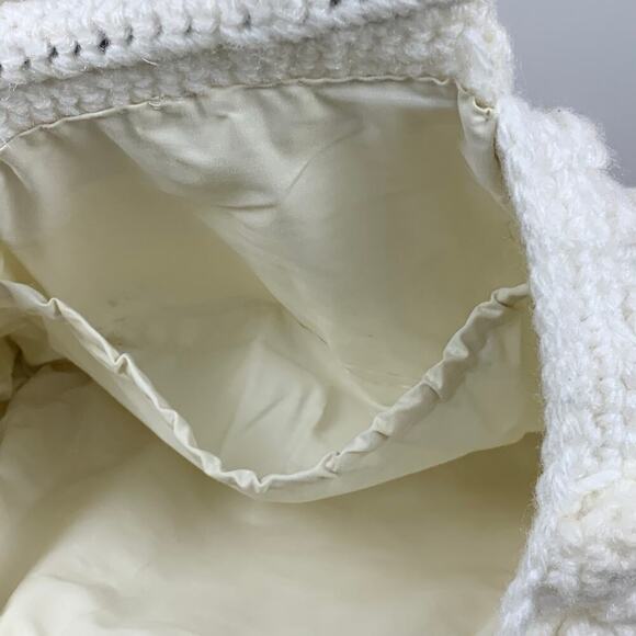 Vintage Handmade White Popcorn Knit Handbag - Picture 6 of 7